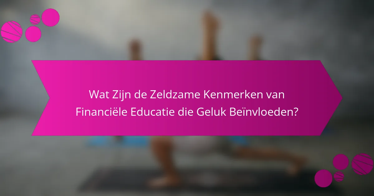 Wat Zijn de Zeldzame Kenmerken van Financiële Educatie die Geluk Beïnvloeden?