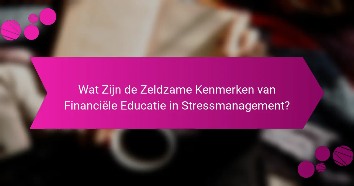 Wat Zijn de Zeldzame Kenmerken van Financiële Educatie in Stressmanagement?