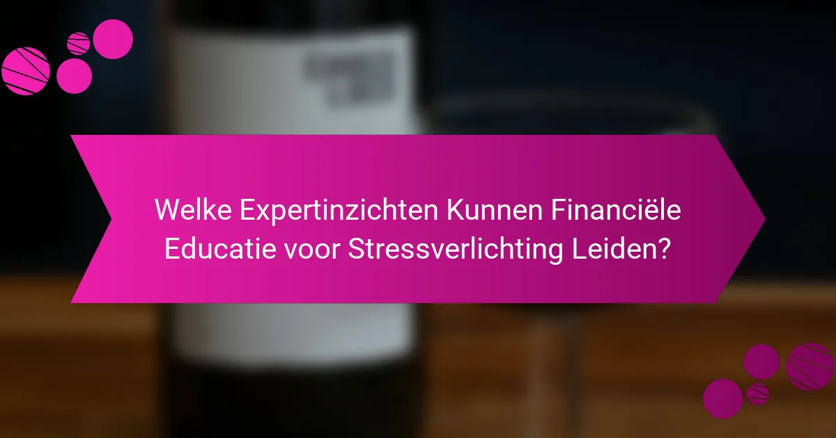 Welke Expertinzichten Kunnen Financiële Educatie voor Stressverlichting Leiden?
