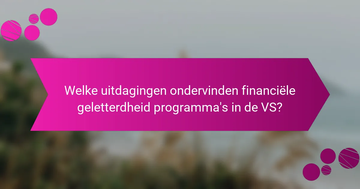Welke uitdagingen ondervinden financiële geletterdheid programma's in de VS?
