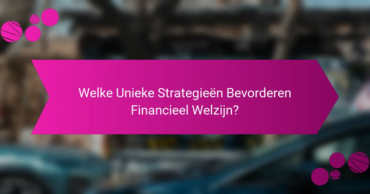 Welke Unieke Strategieën Bevorderen Financieel Welzijn?