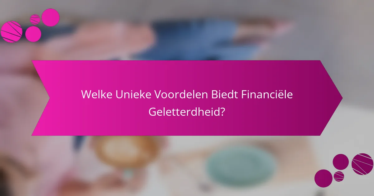 Welke Unieke Voordelen Biedt Financiële Geletterdheid?